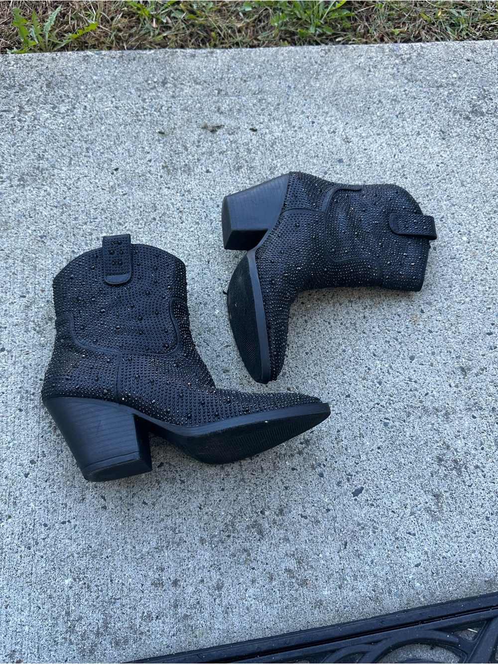 Forever 21 Black Crystal Embellished Ankle Booties